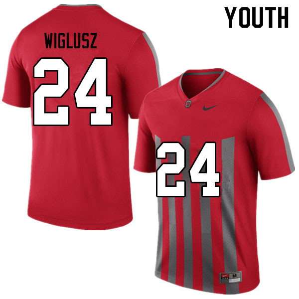 Ohio State Buckeyes Sam Wiglusz Youth #24 Throwback Authentic Stitched College Football Jersey